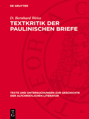 cover image of Textkritik der Paulinischen Briefe